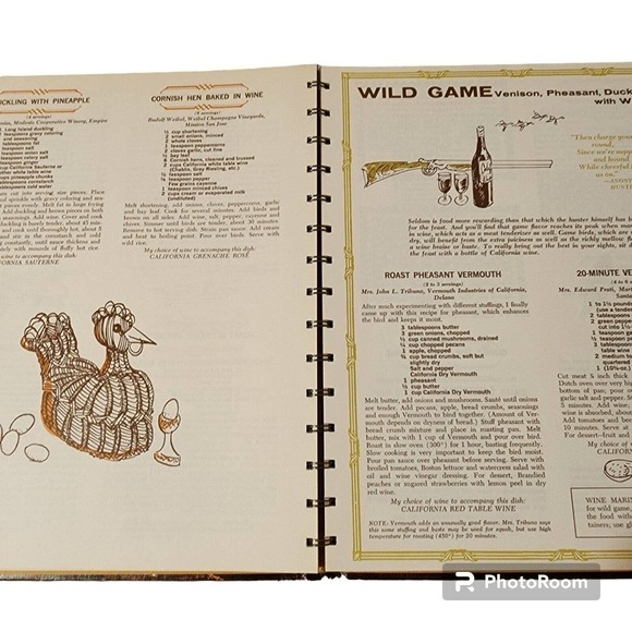 Adventures in Wine Cookery by California Winemakers 1965 Hardcover Spiral - Picture 6 of 9